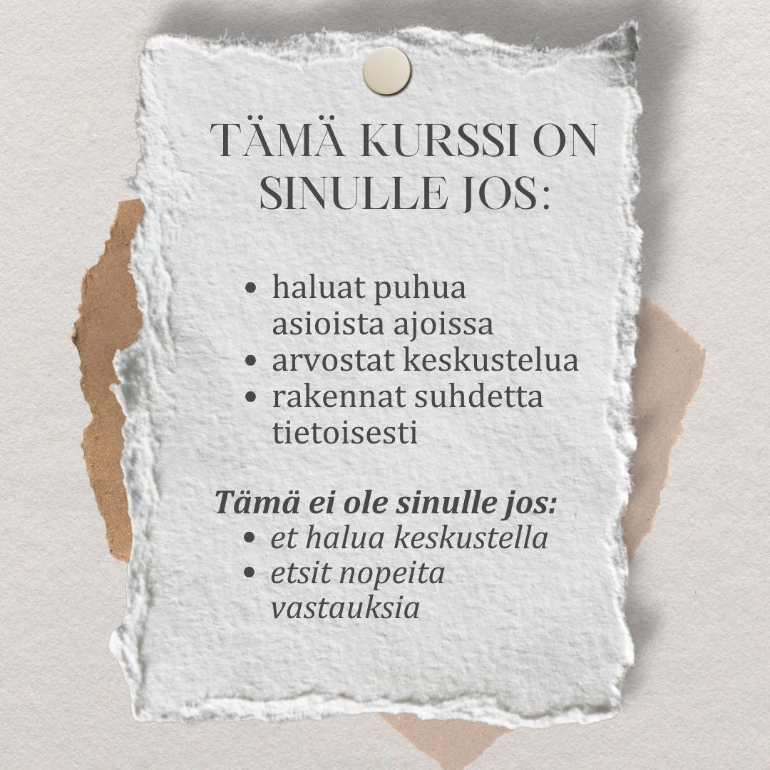 Itsenäinen parisuhdevalmennus – KasvuPolkuja Keskusteluja, jotka kantavat